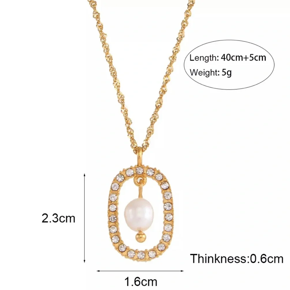 New 18K Fresh Water Pearl Oval Pendant Necklace, nice Necklace, cute Necklace - Picture 5 of 5